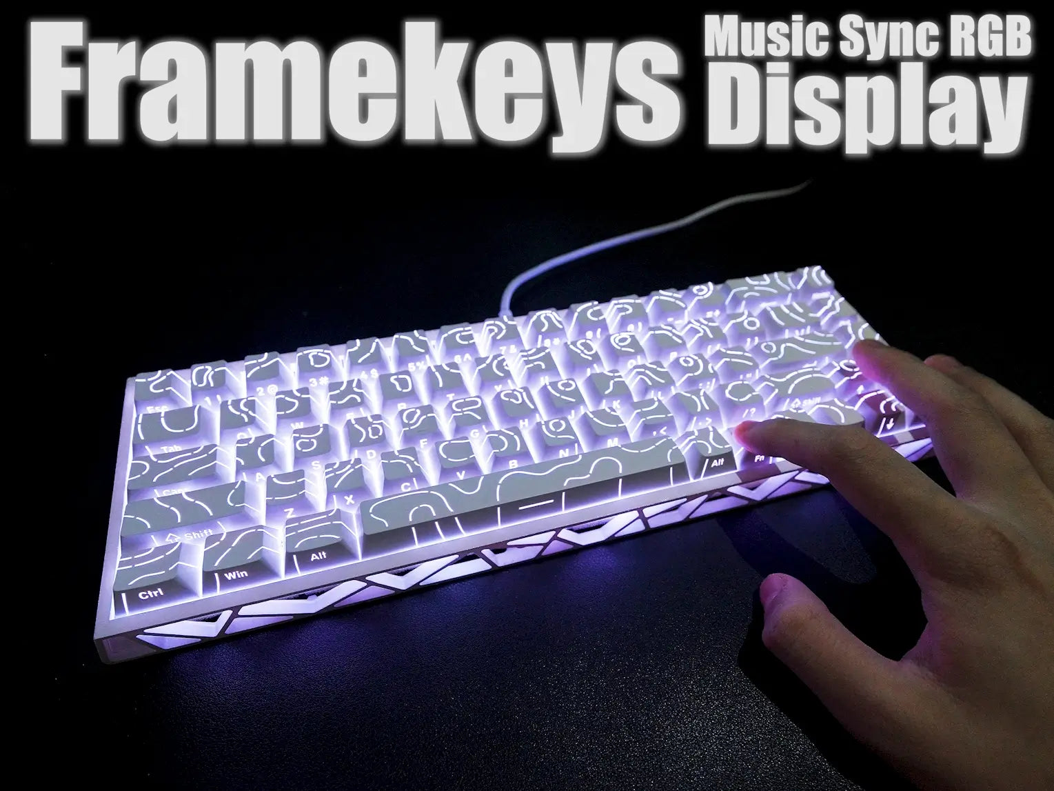 Framekeys Hollow 68% RGB Mechanical Keyboard – Glowing Lines Keycaps Music Sync RGB Lighting Demo